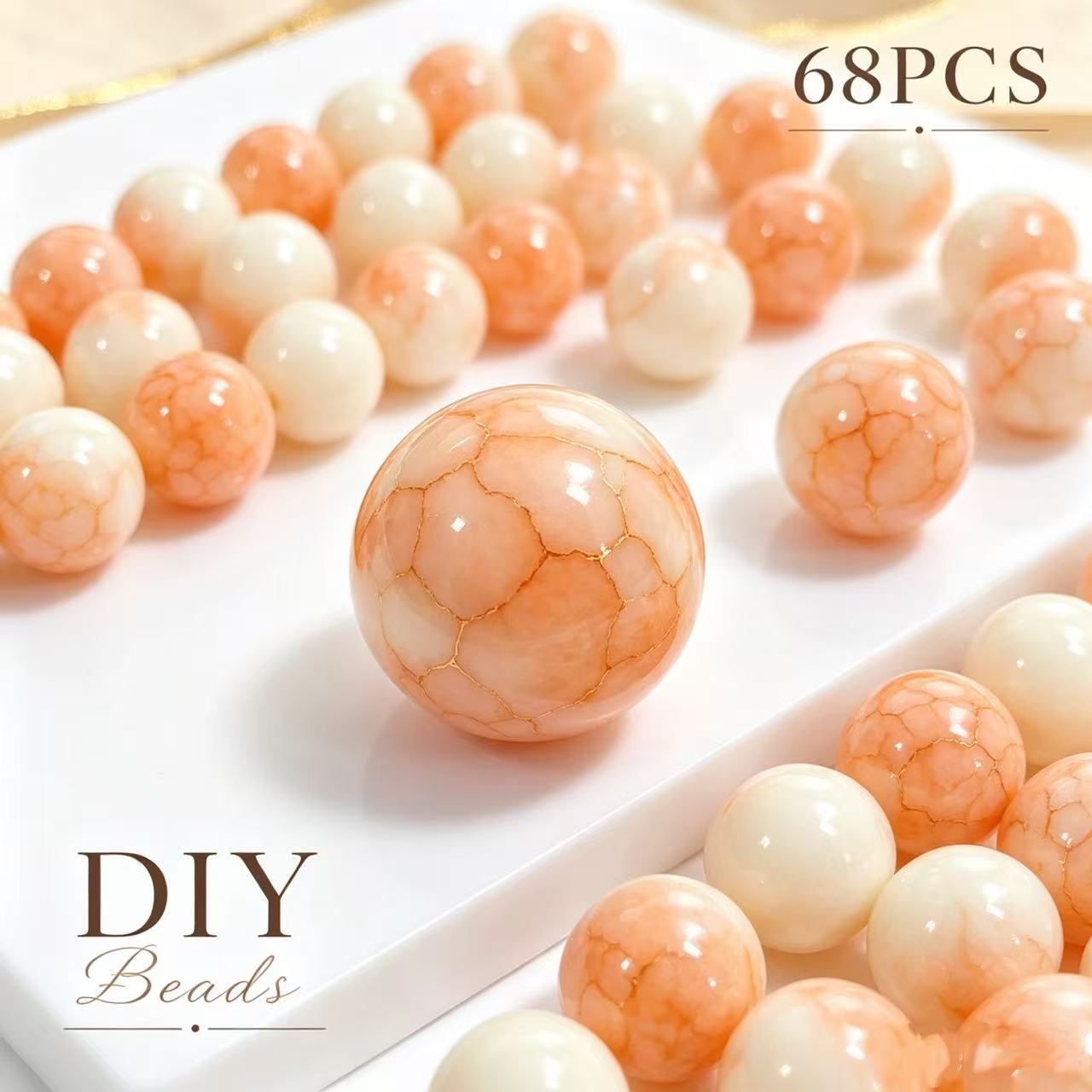 68pcs Orange Yellow Glass Beads for DIY Jewelry Making
